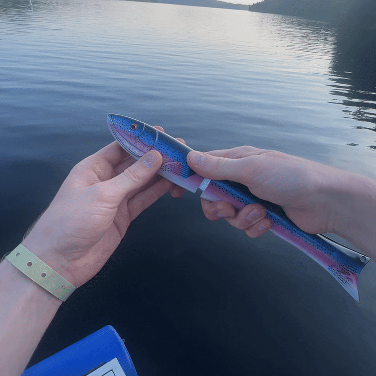 Durable compact fishing rod in use
